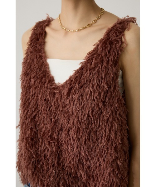 crie conforto（クリーコンフォルト）の「フェザーヤーンベスト（ベスト・レディース・アイボリー/ライトグレー/ブラウン・FREE）」の19枚目の写真