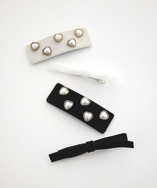 earth music&ecology（アースミュージックアンドエコロジー）の「SET2点リボンクリップ＋パール付きベロアクリップ（その他ヘアアクセサリー・レディース・ブラック/アイボリー・FREE）」の10枚目の写真