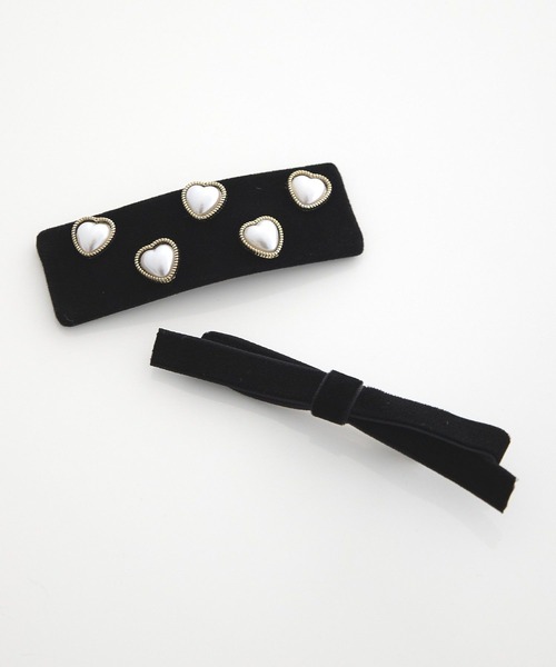 earth music&ecology（アースミュージックアンドエコロジー）の「SET2点リボンクリップ＋パール付きベロアクリップ（その他ヘアアクセサリー・レディース・ブラック/アイボリー・FREE）」の8枚目の写真