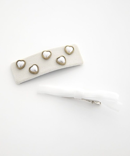 earth music&ecology（アースミュージックアンドエコロジー）の「SET2点リボンクリップ＋パール付きベロアクリップ（その他ヘアアクセサリー・レディース・ブラック/アイボリー・FREE）」の9枚目の写真