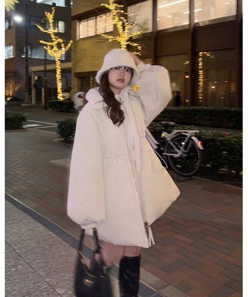 3wayドロスト中綿ダウンコート / スタンドカラー（ダウンジャケット