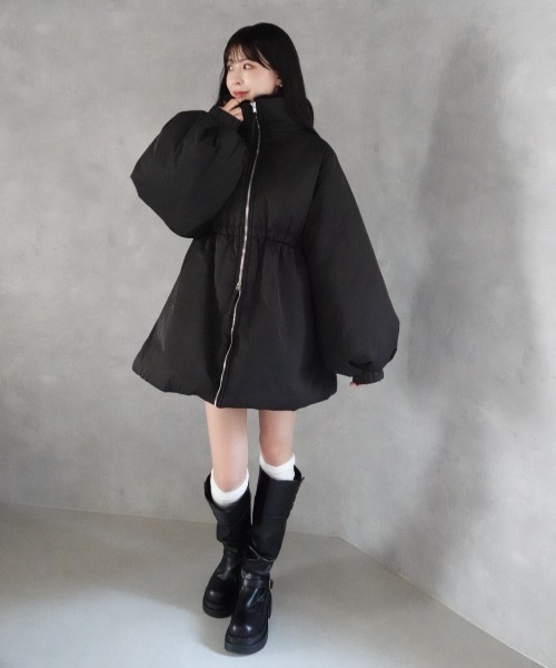 mellowneon（メロウネオン）の「3wayドロスト中綿ダウンコート / スタンドカラー（ダウンジャケット/コート・レディース・チャコールグレー/アイボリー/ブラック・FREE）」の17枚目の写真