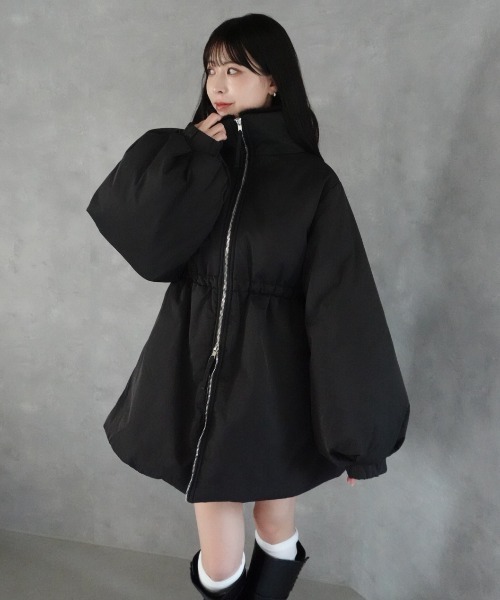 mellowneon（メロウネオン）の「3wayドロスト中綿ダウンコート / スタンドカラー（ダウンジャケット/コート・レディース・チャコールグレー/アイボリー/ブラック・FREE）」の15枚目の写真