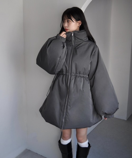 mellowneon（メロウネオン）の「3wayドロスト中綿ダウンコート / スタンドカラー（ダウンジャケット/コート・レディース・チャコールグレー/アイボリー/ブラック・FREE）」の18枚目の写真