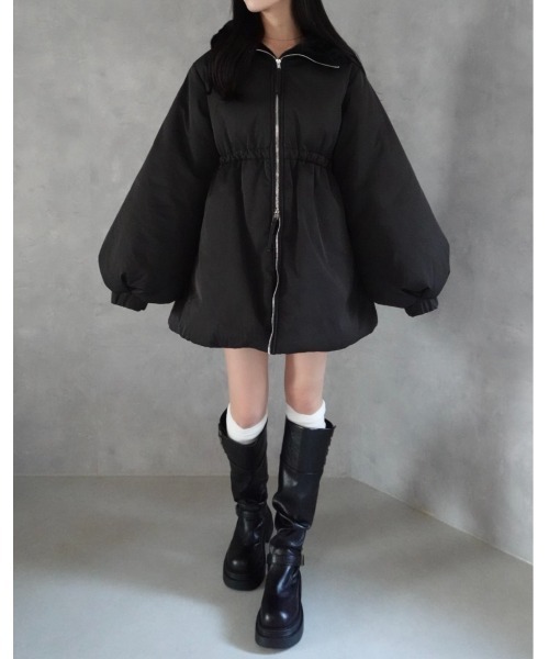 mellowneon（メロウネオン）の「3wayドロスト中綿ダウンコート / スタンドカラー（ダウンジャケット/コート・レディース・チャコールグレー/アイボリー/ブラック・FREE）」の16枚目の写真