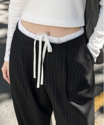 SHEPP（シープ）の「《新色追加》【お気に入り数2万人突破!】サイズ展開あり！ラフに穿けるイージーパンツ仕様で快適♪レイヤード ダブルウエスト イージースラックス / ピンストライプ 無地（スラックス・メンズ）」