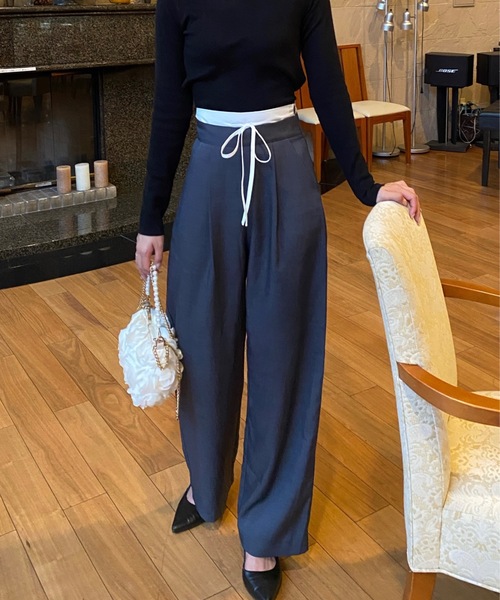 新品タグ付き　45R イージーストライプパンツ　コットンポリウレタン　2 2 TUCK EASY STRIPE SLACKS /ツータックイージーストライプ