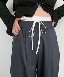 SHEPP（シープ）の「《新色追加》【お気に入り数2.7万人突破!】サイズ展開あり！ラフに穿けるイージーパンツ仕様で快適♪レイヤード ダブルウエスト イージースラックス / ピンストライプ 無地（スラックス）」