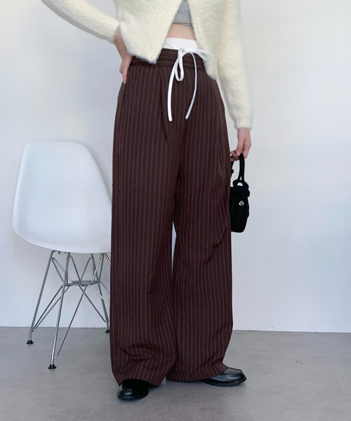 EXODUS ピンストライプ レーヨン イージーパンツ EXODUS ピンストライプ レーヨン イージーパンツ EXODUS ピン