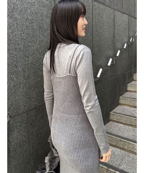 LAGUNAMOON（ラグナムーン）の「ベロアライクレイヤードニットワンピース（ワンピース・レディース・ブラック/グレー・MEDIUM/SMALL）」の8枚目の写真