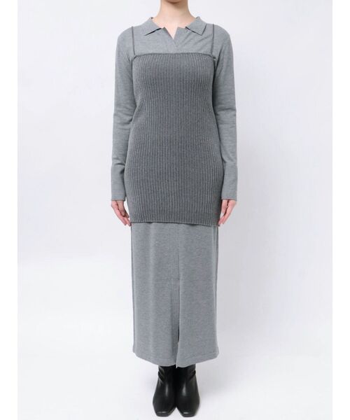 LAGUNAMOON（ラグナムーン）の「ベロアライクレイヤードニットワンピース（ワンピース・レディース・ブラック/グレー・MEDIUM/SMALL）」の10枚目の写真