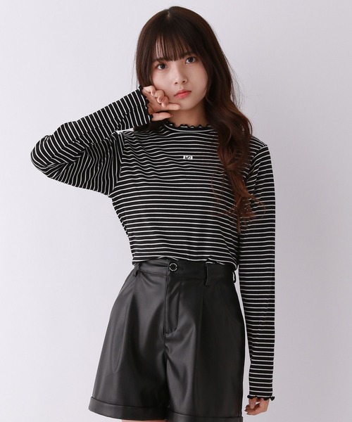 repipi armario（レピピ アルマリオ）の「【吸湿発熱】テレコプチハイメロウトップス（Tシャツ/カットソー・キッズ・ホワイト/ピンク/ホワイト系その他/ブラック系その他/ブラック・SMALL/LARGE/MEDIUM）」の4枚目の写真