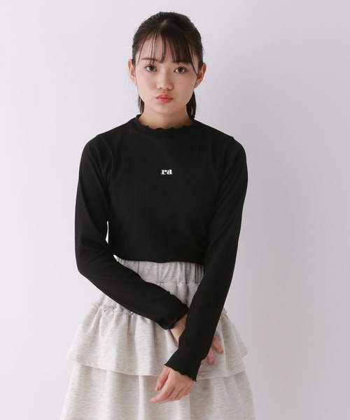 repipi armario（レピピ アルマリオ）の「【吸湿発熱】テレコプチハイメロウトップス（Tシャツ/カットソー・キッズ・ホワイト/ピンク/ホワイト系その他/ブラック系その他/ブラック・SMALL/LARGE/MEDIUM）」の3枚目の写真