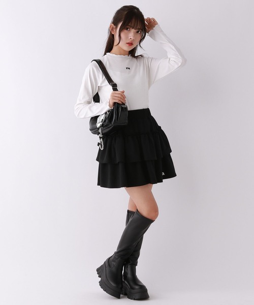 repipi armario（レピピ アルマリオ）の「【吸湿発熱】テレコプチハイメロウトップス（Tシャツ/カットソー・キッズ・ホワイト/ピンク/ホワイト系その他/ブラック系その他/ブラック・SMALL/LARGE/MEDIUM）」の6枚目の写真