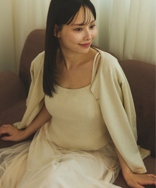 fupel(フぺル)の「glitter rib knit ensemble /ラメリブニットアンサンブル(アンサンブル・レディース・ピンク/アイボリー/グレー・FREE)」の2枚目の写真