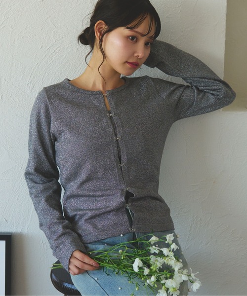 fupel(フぺル)の「glitter rib knit ensemble /ラメリブニットアンサンブル(アンサンブル・レディース・ピンク/アイボリー/グレー・FREE)」の5枚目の写真