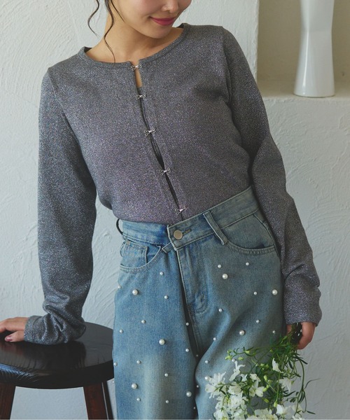 セール】glitter rib knit ensemble /ラメリブニット