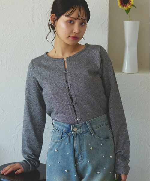 fupel(フぺル)の「glitter rib knit ensemble /ラメリブニットアンサンブル(アンサンブル・レディース・ピンク/アイボリー/グレー・FREE)」の7枚目の写真