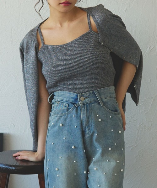 fupel(フぺル)の「glitter rib knit ensemble /ラメリブニットアンサンブル(アンサンブル・レディース・ピンク/アイボリー/グレー・FREE)」の14枚目の写真