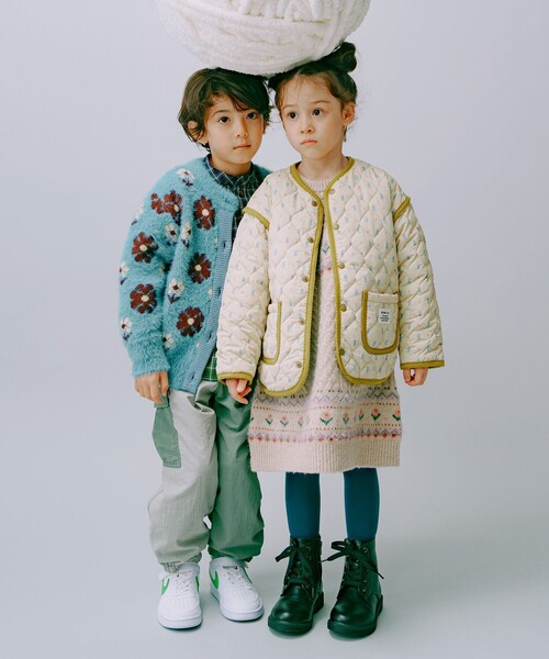BEAMS mini（ビームスミニ）の「フラワー シャギー カーディガン 2024FW（90～150cm）（カーディガン/ボレロ・キッズ・イエロー/ライトブルー・90/100/110/120/130/140/150）」の4枚目の写真