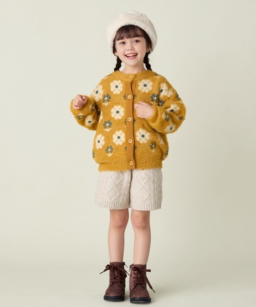BEAMS mini（ビームスミニ）の「フラワー シャギー カーディガン 2024FW（90～150cm）（カーディガン/ボレロ・キッズ・イエロー/ライトブルー・90/100/110/120/130/140/150）」の8枚目の写真