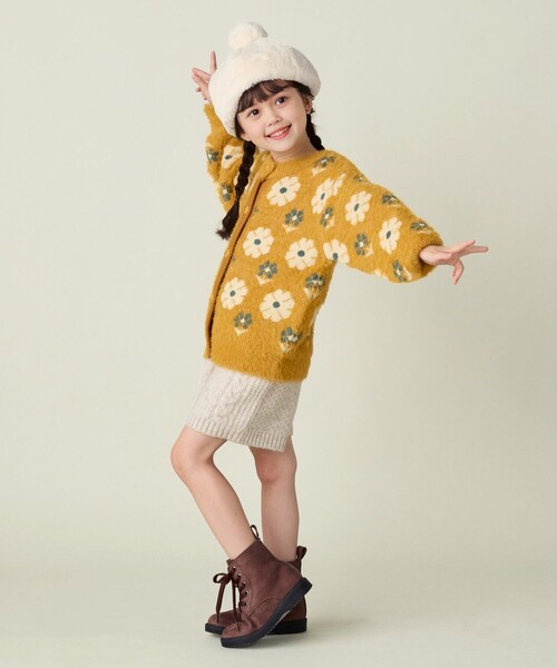 BEAMS mini（ビームスミニ）の「フラワー シャギー カーディガン 2024FW（90～150cm）（カーディガン/ボレロ・キッズ・イエロー/ライトブルー・90/100/110/120/130/140/150）」の9枚目の写真