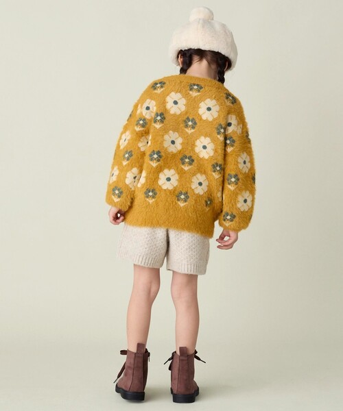 BEAMS mini（ビームスミニ）の「フラワー シャギー カーディガン 2024FW（90～150cm）（カーディガン/ボレロ・キッズ・イエロー/ライトブルー・90/100/110/120/130/140/150）」の10枚目の写真
