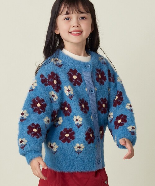 BEAMS mini（ビームスミニ）の「フラワー シャギー カーディガン 2024FW（90～150cm）（カーディガン/ボレロ・キッズ・イエロー/ライトブルー・90/100/110/120/130/140/150）」の12枚目の写真