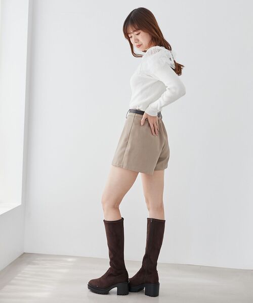 MAJESTIC LEGON（マジェスティックレゴン）の「ベルト付きショートパンツ（その他パンツ・レディース・ベージュ/ブラック/サンドベージュ/ブラウン系その他2/グレー系その他・MEDIUM）」の9枚目の写真