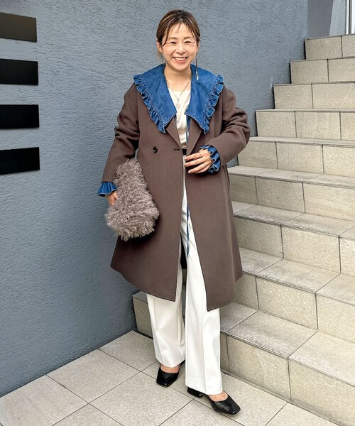 NOLLEY’S（ノーリーズ）の「ウォッシャブルウール調イージーワイドパンツ（その他パンツ・レディース・ブラック/オフホワイト/ブラウン/ライトグレー・34/36/38/40）」の8枚目の写真