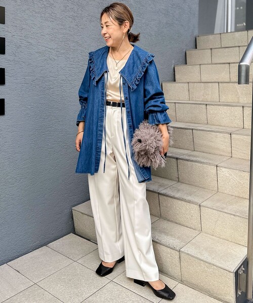 NOLLEY’S（ノーリーズ）の「ウォッシャブルウール調イージーワイドパンツ（その他パンツ・レディース・ブラック/オフホワイト/ブラウン/ライトグレー・34/36/38/40）」の9枚目の写真