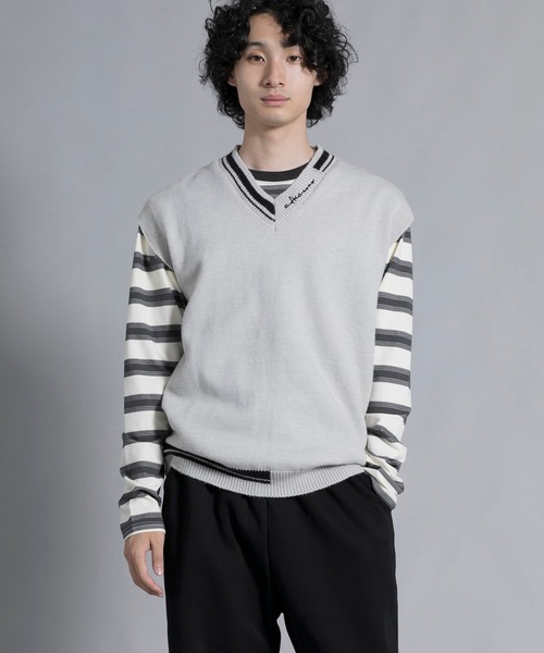 aimoha(アイモハ)の「aimoha men Varsity Vibe Knit Vest(ベスト・メンズ・オフホワイト/ブラック/ライトグレー・MEDIUM/LARGE/X-LARGE/XX-LARGE/XXX-LARGE)」の20枚目の写真