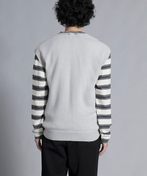 aimoha(アイモハ)の「aimoha men Varsity Vibe Knit Vest(ベスト・メンズ・オフホワイト/ブラック/ライトグレー・MEDIUM/LARGE/X-LARGE/XX-LARGE/XXX-LARGE)」の21枚目の写真