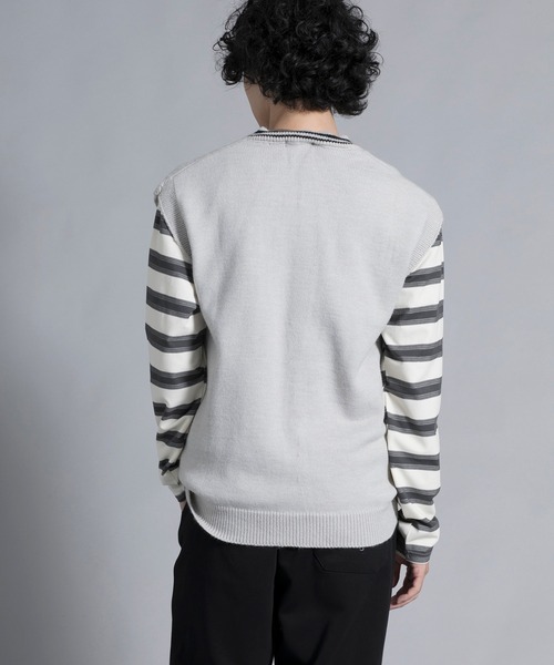 aimoha(アイモハ)の「aimoha men Varsity Vibe Knit Vest(ベスト・メンズ・オフホワイト/ブラック/ライトグレー・MEDIUM/LARGE/X-LARGE/XX-LARGE/XXX-LARGE)」の22枚目の写真