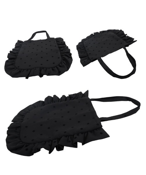 KOBE LETTUCE（コウベレタス）の「選べる2タイプ ドット柄フリルトートバッグ（トートバッグ・レディース・アイボリー系/ブラック系/クリーム/ブラック・B/A）」の15枚目の写真