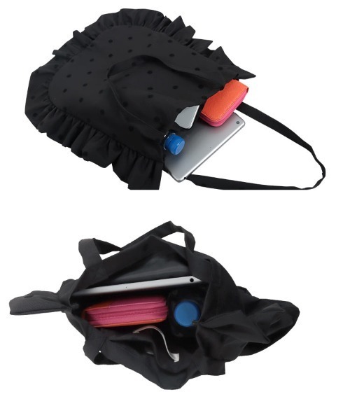 KOBE LETTUCE（コウベレタス）の「選べる2タイプ ドット柄フリルトートバッグ（トートバッグ・レディース・アイボリー系/ブラック系/クリーム/ブラック・B/A）」の13枚目の写真