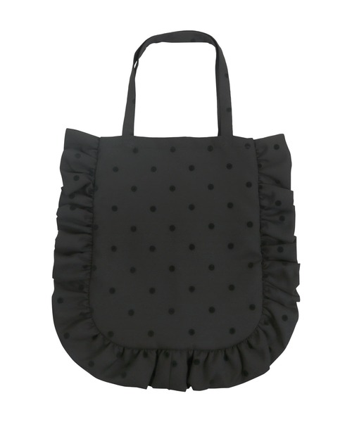 KOBE LETTUCE（コウベレタス）の「選べる2タイプ ドット柄フリルトートバッグ（トートバッグ・レディース・アイボリー系/ブラック系/クリーム/ブラック・B/A）」の9枚目の写真