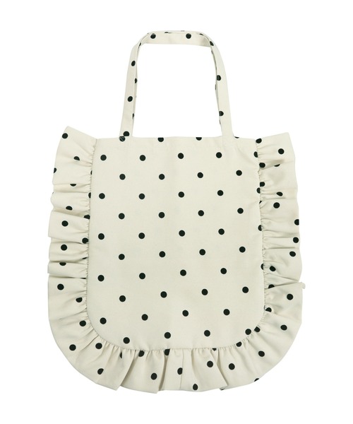 KOBE LETTUCE（コウベレタス）の「選べる2タイプ ドット柄フリルトートバッグ（トートバッグ・レディース・アイボリー系/ブラック系/クリーム/ブラック・B/A）」の7枚目の写真