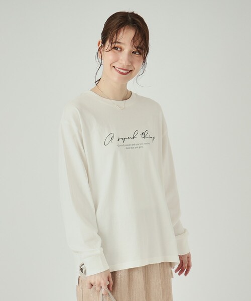 SHOO・LA・RUE（シューラルー）の「◆【洗える】プリントロングスリーブTシャツ（Tシャツ/カットソー・レディース・ブラウン系3/ブラック/ホワイト系1/イエロー系9/モスグリーン系2/グレー系その他2/ホワイト/アイボリー系1・02/03/04）」の20枚目の写真