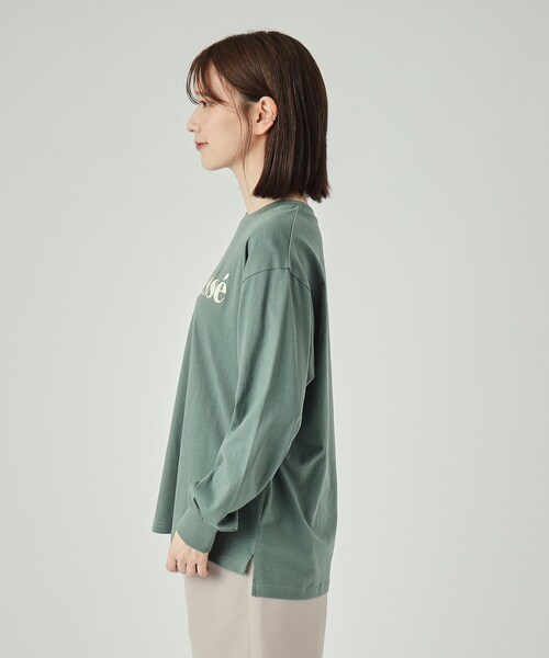 SHOO・LA・RUE（シューラルー）の「◆【洗える】プリントロングスリーブTシャツ（Tシャツ/カットソー・レディース・ブラウン系3/ブラック/ホワイト系1/イエロー系9/モスグリーン系2/グレー系その他2/ホワイト/アイボリー系1・02/03/04）」の12枚目の写真