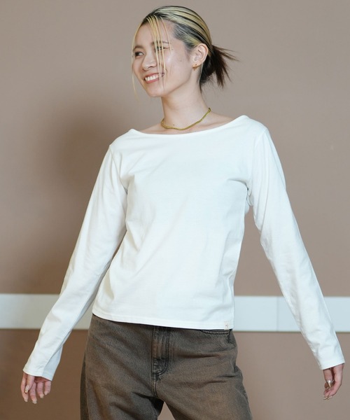 ムラサキスポーツ（ムラサキスポーツ）の「RIKKA FEMME/リッカファム ロンT ボートネック RF24FW30（Tシャツ/カットソー・レディース・ブラック/ホワイト・M/L/S/M）」の4枚目の写真