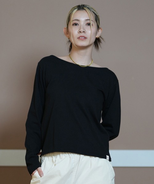ムラサキスポーツ（ムラサキスポーツ）の「RIKKA FEMME/リッカファム ロンT ボートネック RF24FW30（Tシャツ/カットソー・レディース・ブラック/ホワイト・M/L/S/M）」の9枚目の写真