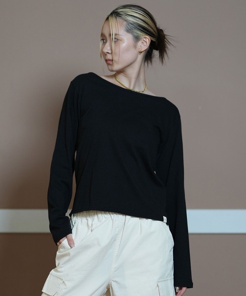 ムラサキスポーツ（ムラサキスポーツ）の「RIKKA FEMME/リッカファム ロンT ボートネック RF24FW30（Tシャツ/カットソー・レディース・ブラック/ホワイト・M/L/S/M）」の18枚目の写真