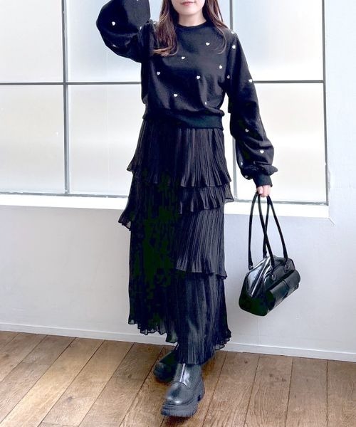 mysty woman（ミスティウーマン）の「アシメケシプリーツスカート 152013（スカート・レディース・ベージュ系その他/アイボリー/ブラック・FREE）」の14枚目の写真