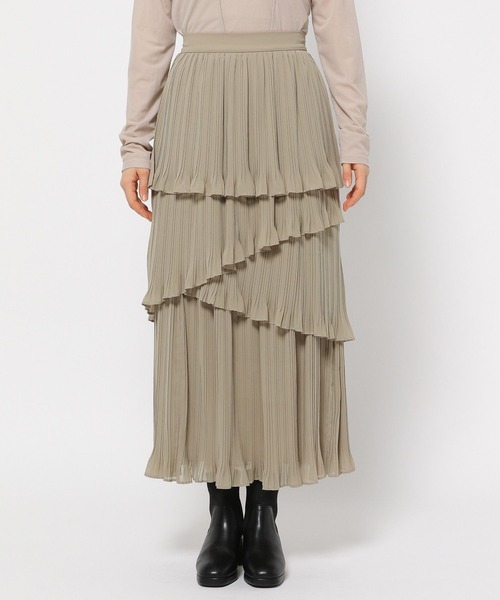 mysty woman（ミスティウーマン）の「アシメケシプリーツスカート 152013（スカート・レディース・ベージュ系その他/アイボリー/ブラック・FREE）」の15枚目の写真