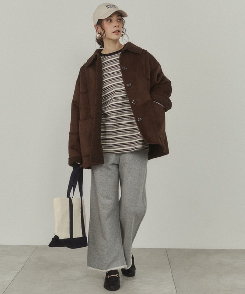 ANGIE（アンジー）の「【セットアップ対応】ワイドスウェットパンツ（スウェットパンツ・レディース・スミクロ/杢グレー/アイボリー・FREE）」の5枚目の写真