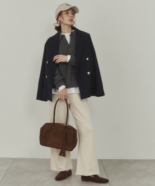 ANGIE（アンジー）の「【セットアップ対応】ワイドスウェットパンツ（スウェットパンツ・レディース・スミクロ/杢グレー/アイボリー・FREE）」の4枚目の写真