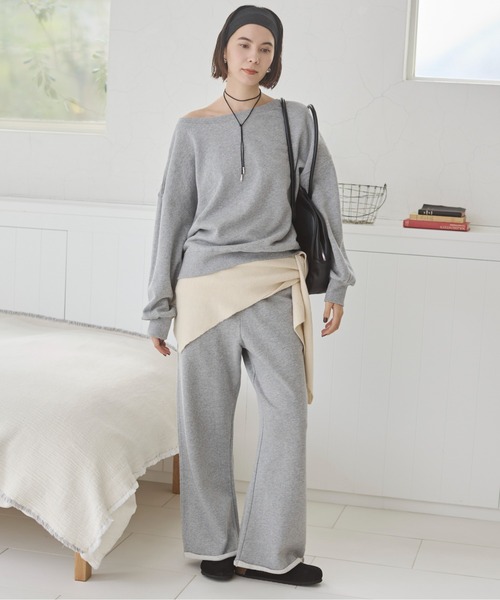 ANGIE（アンジー）の「【セットアップ対応】ワイドスウェットパンツ（スウェットパンツ・レディース・スミクロ/杢グレー/アイボリー・FREE）」の7枚目の写真