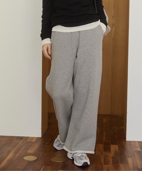 ANGIE（アンジー）の「【セットアップ対応】ワイドスウェットパンツ（スウェットパンツ・レディース・スミクロ/杢グレー/アイボリー・FREE）」の8枚目の写真