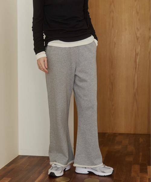 ANGIE（アンジー）の「【セットアップ対応】ワイドスウェットパンツ（スウェットパンツ・レディース・スミクロ/杢グレー/アイボリー・FREE）」の9枚目の写真